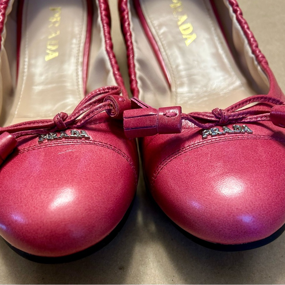 Prada Fuchsia Leather Ballerina Flats - Picture 10 of 13